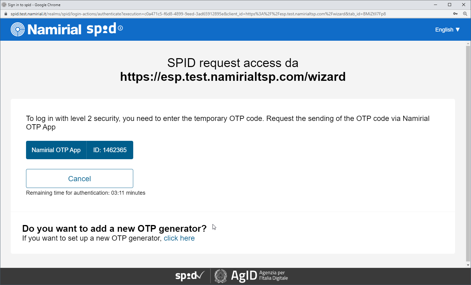SPID Request Access OTP