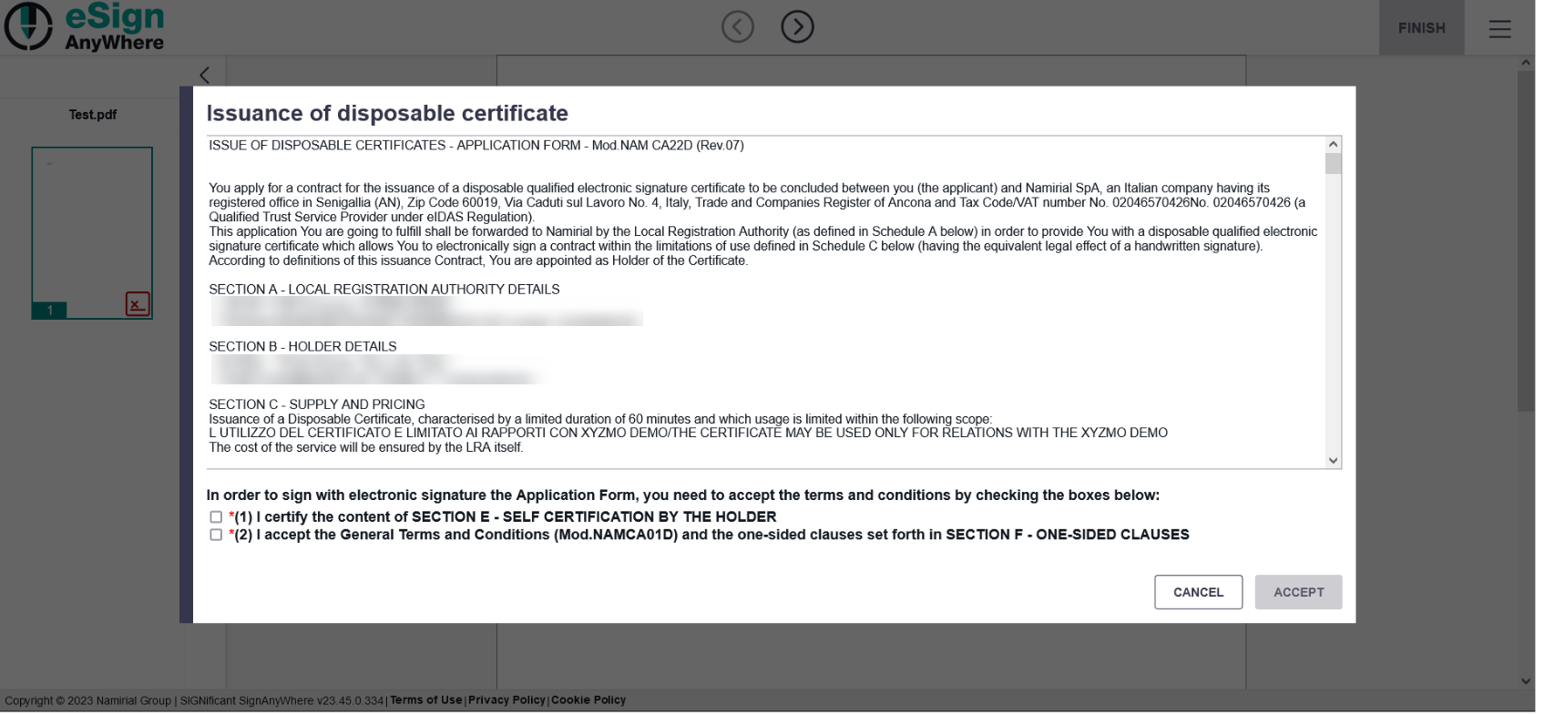Issuance Of Disposable Certificate