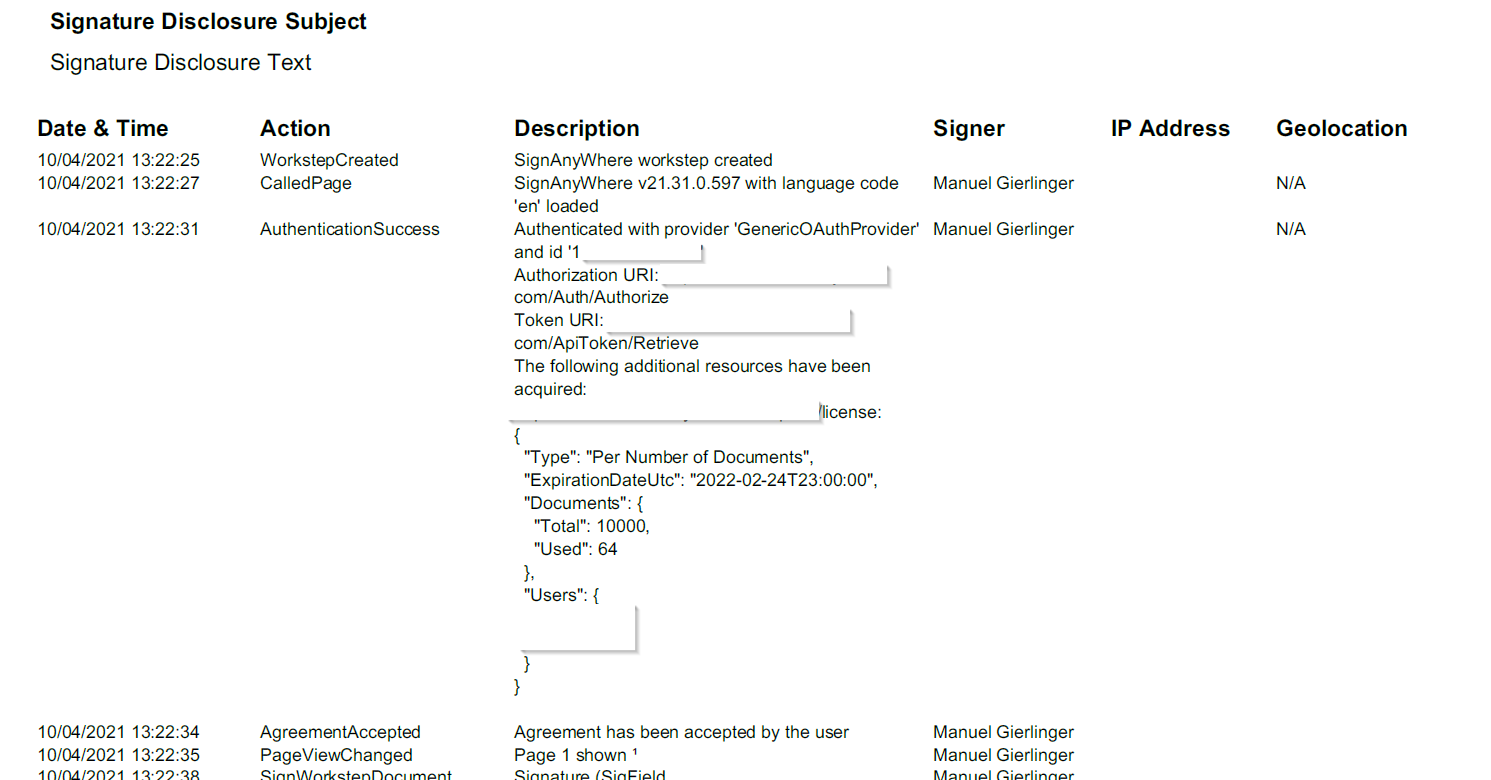 Signature Disclosure Overview